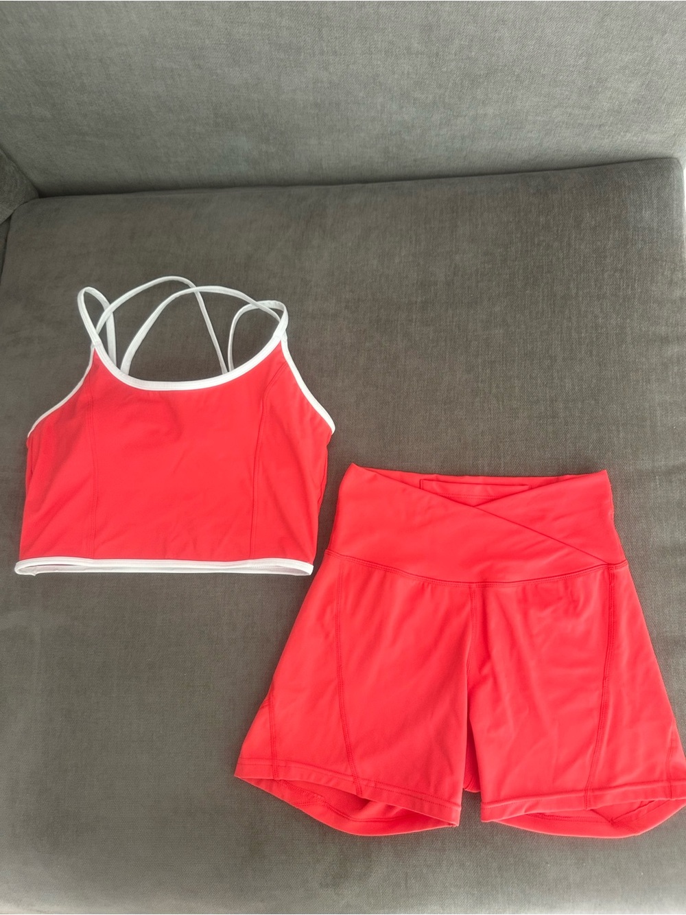 Women’s Coral Athletic Shorts with Cross-Waistband